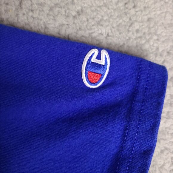 Vintage Champion Shirt Men's 2XL Blue Spell Out Felt Script Sports 90s - Picture 10 of 12